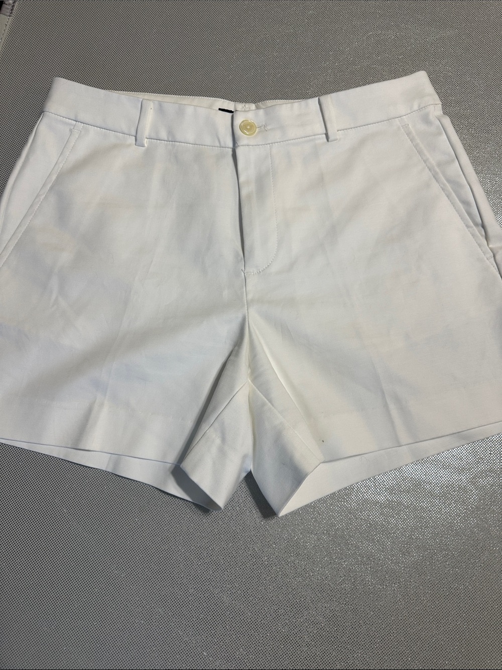 Ralph Lauren White Flat-Front Cotton Blend Shorts